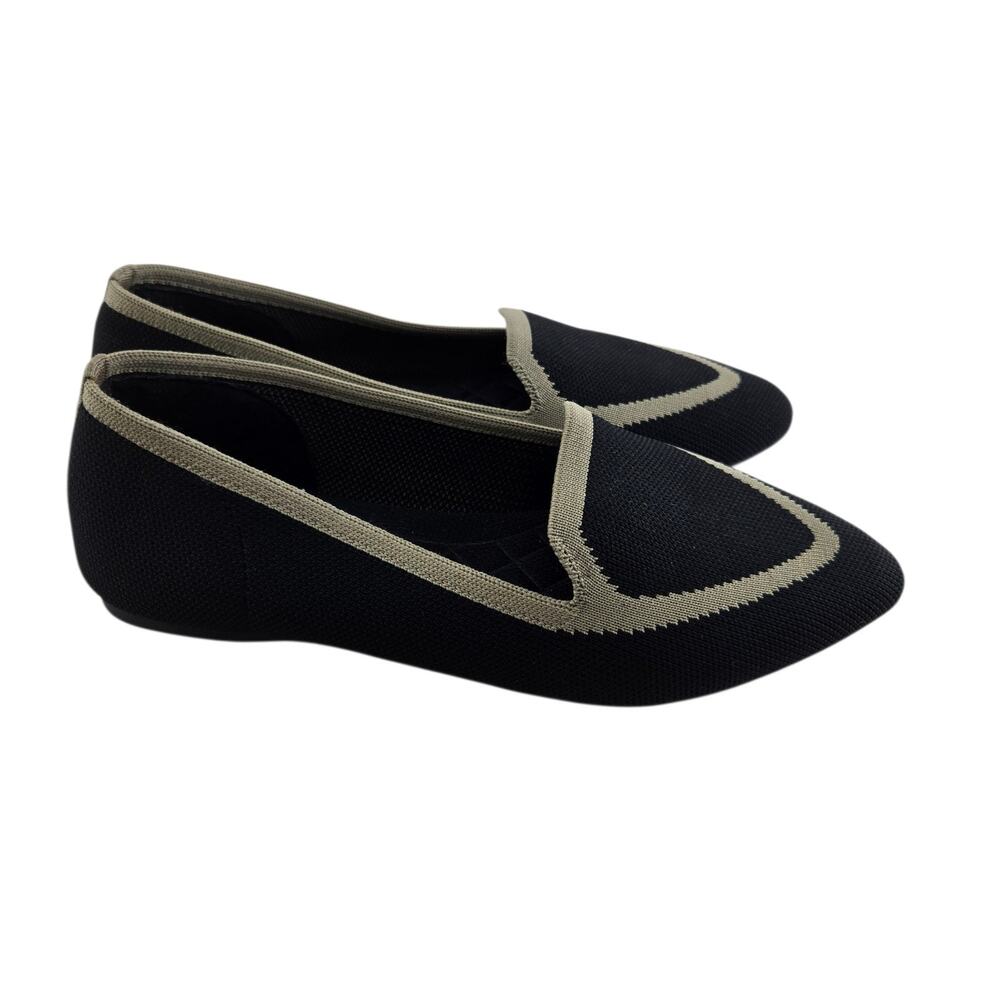 Birdies Blackbird Knit Flats Womens 6.5 Black Tan Semi Pointed‎ Toe Comfort
